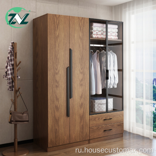 Nordic Wooden Armoire Шкаф со стеклянной дверью